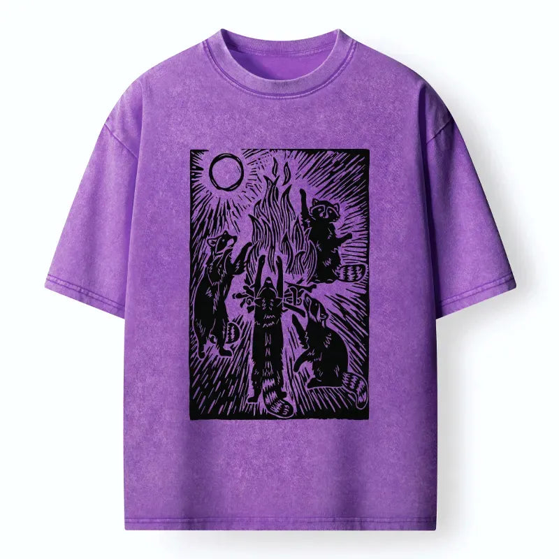 Kyoto-Lion Raccoons And Campfires Washed T-Shirt