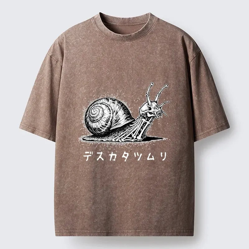 washed Japanese t-shirt creepy snail design