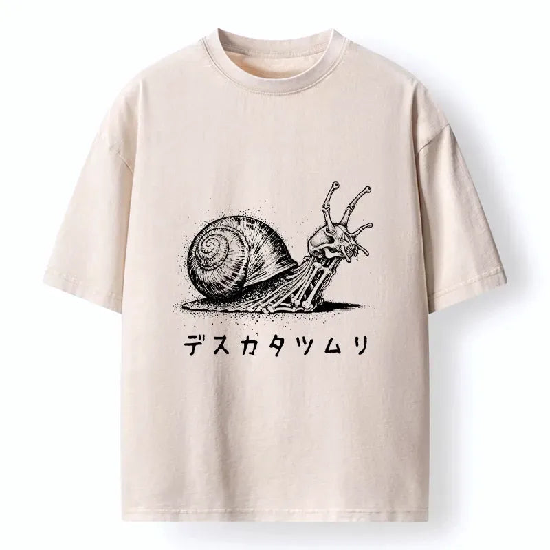 washed Japanese t-shirt creepy snail design