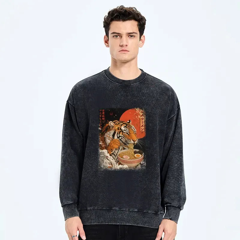 Japanese Tiger Eating Ramen Sweatshirt