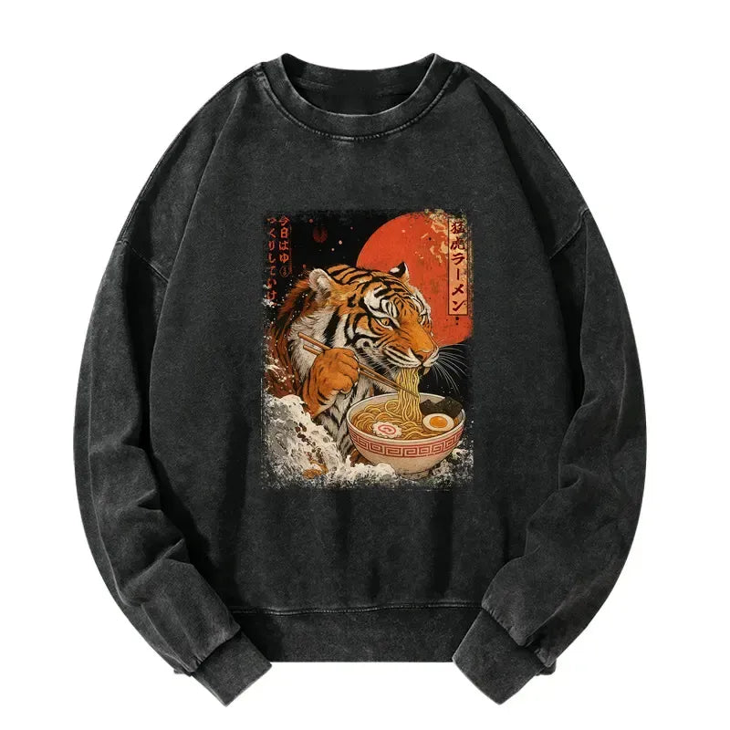 Japanese Tiger Eating Ramen Sweatshirt