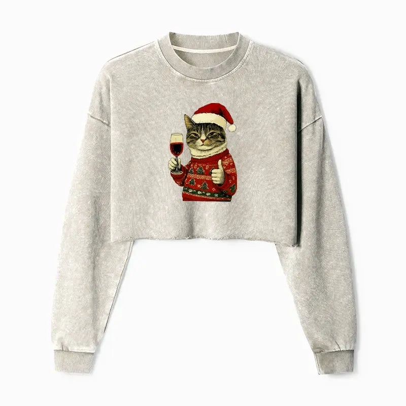 Ukiyo-e Cat Crop Sweatshirt Gift Idea