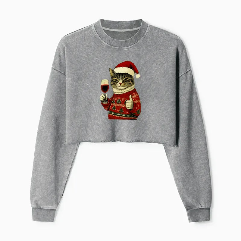 Kyoto Christmas Cat Sweatshirt for Women