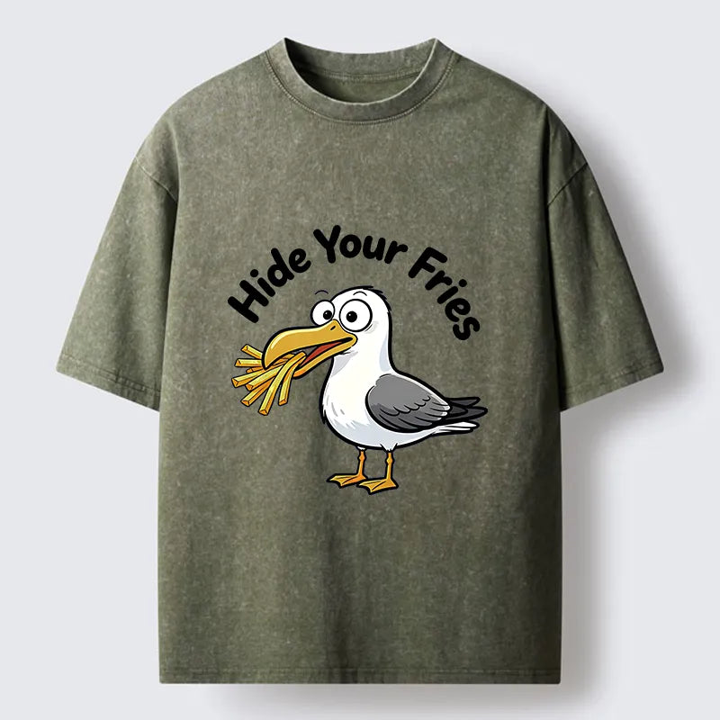 Kyoto-Lion Seagull Fries Meme Washed T-Shirt