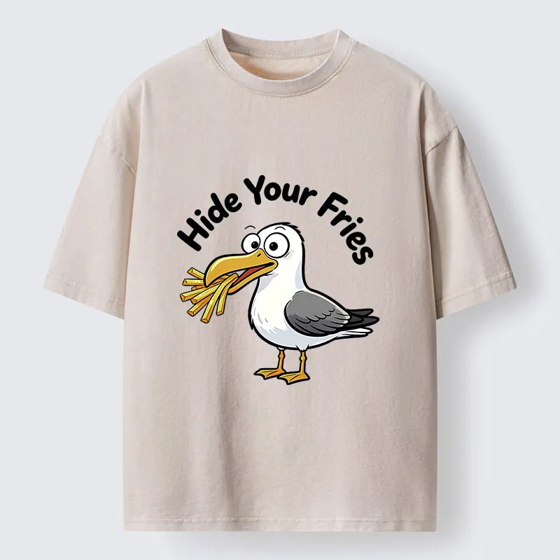 Kyoto-Lion Seagull Fries Meme Washed T-Shirt
