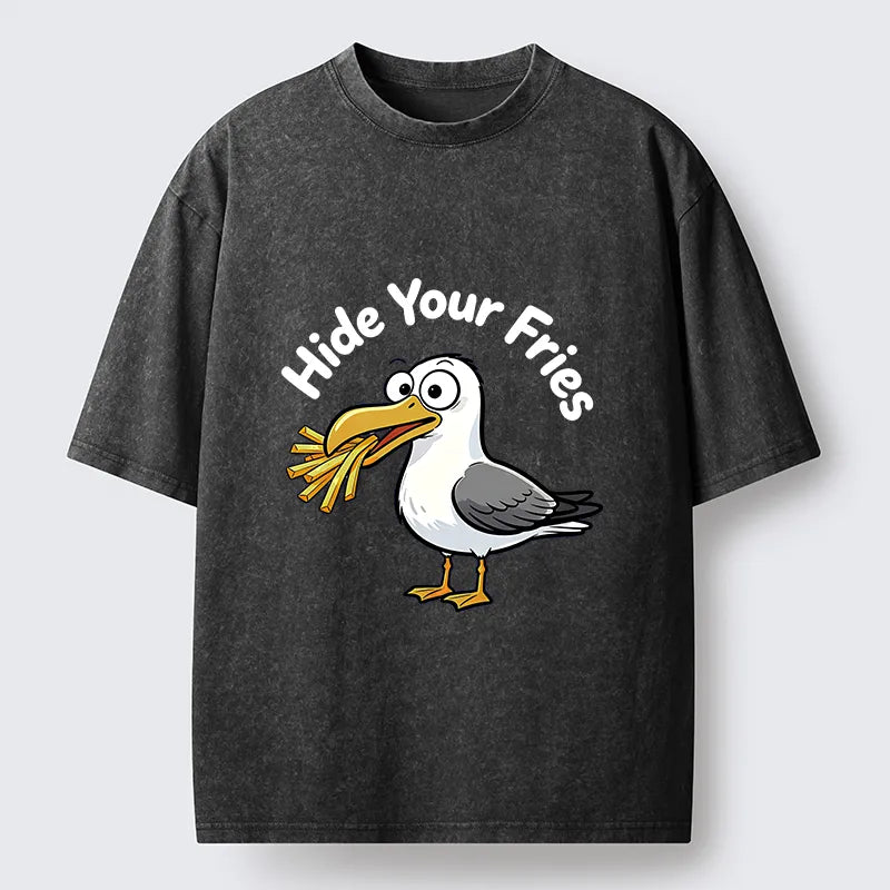 Kyoto-Lion Seagull Fries Meme Washed T-Shirt