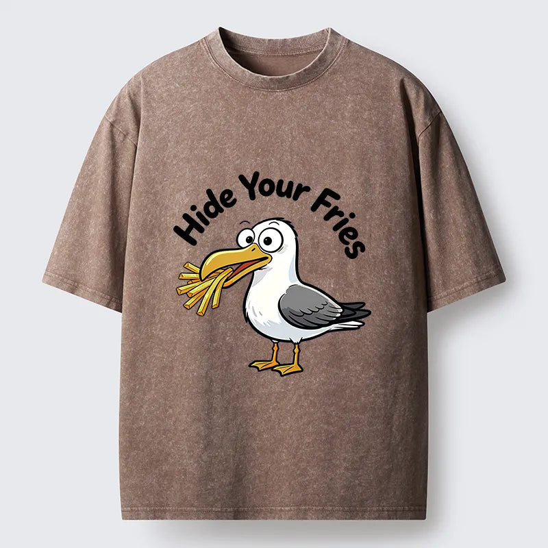 Kyoto-Lion Seagull Fries Meme Washed T-Shirt