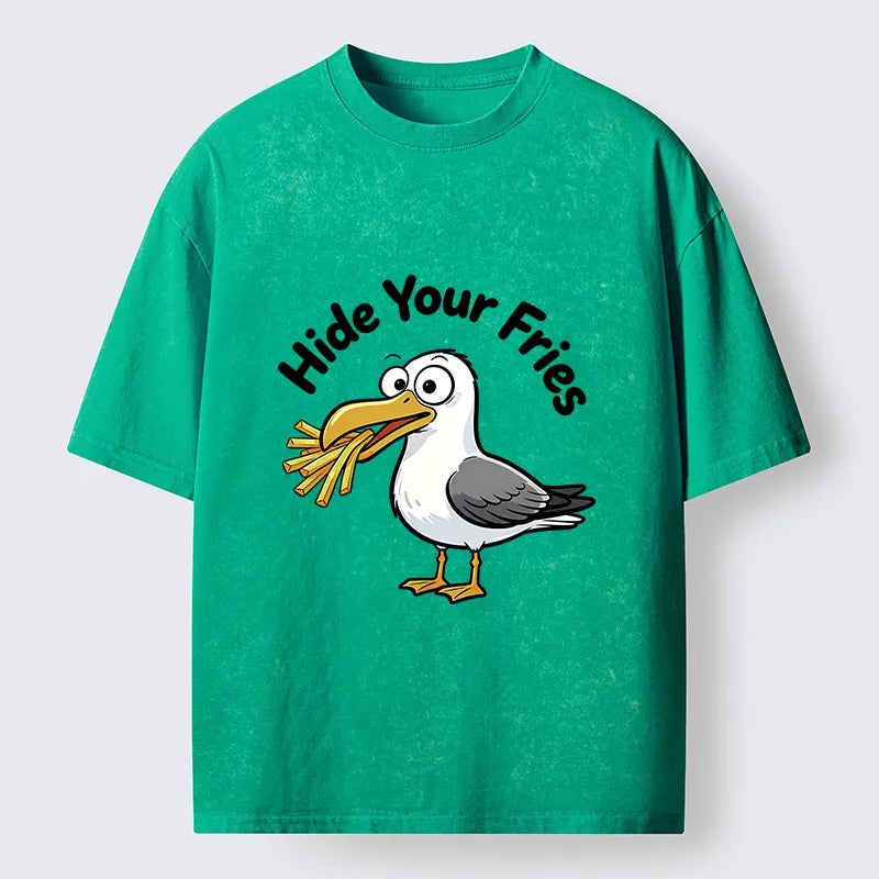 Kyoto-Lion Seagull Fries Meme Washed T-Shirt
