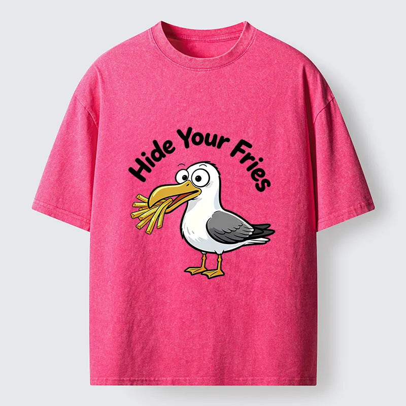Kyoto-Lion Seagull Fries Meme Washed T-Shirt
