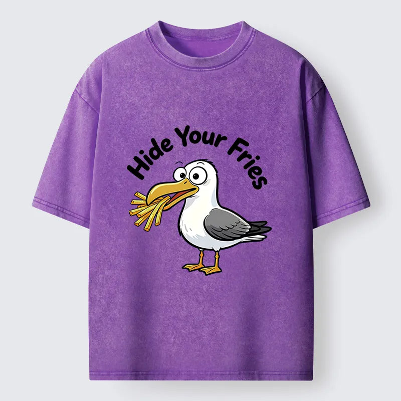 Kyoto-Lion Seagull Fries Meme Washed T-Shirt