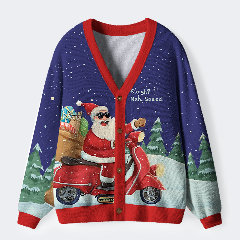 Kyoto-Lion Santa¡¯s High-Speed Holiday Ugly Cardigan Sweater