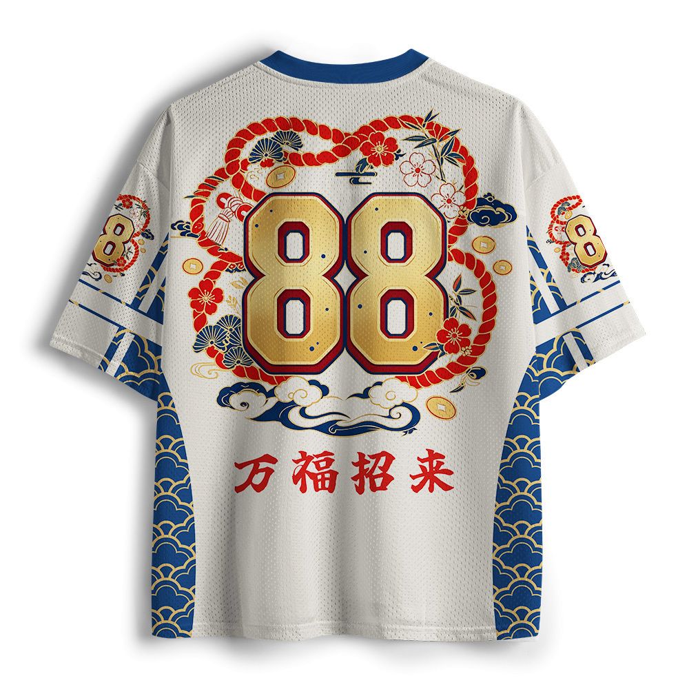 Kyoto Lion Sakura Wave Fortune Cat Mesh Jersey
