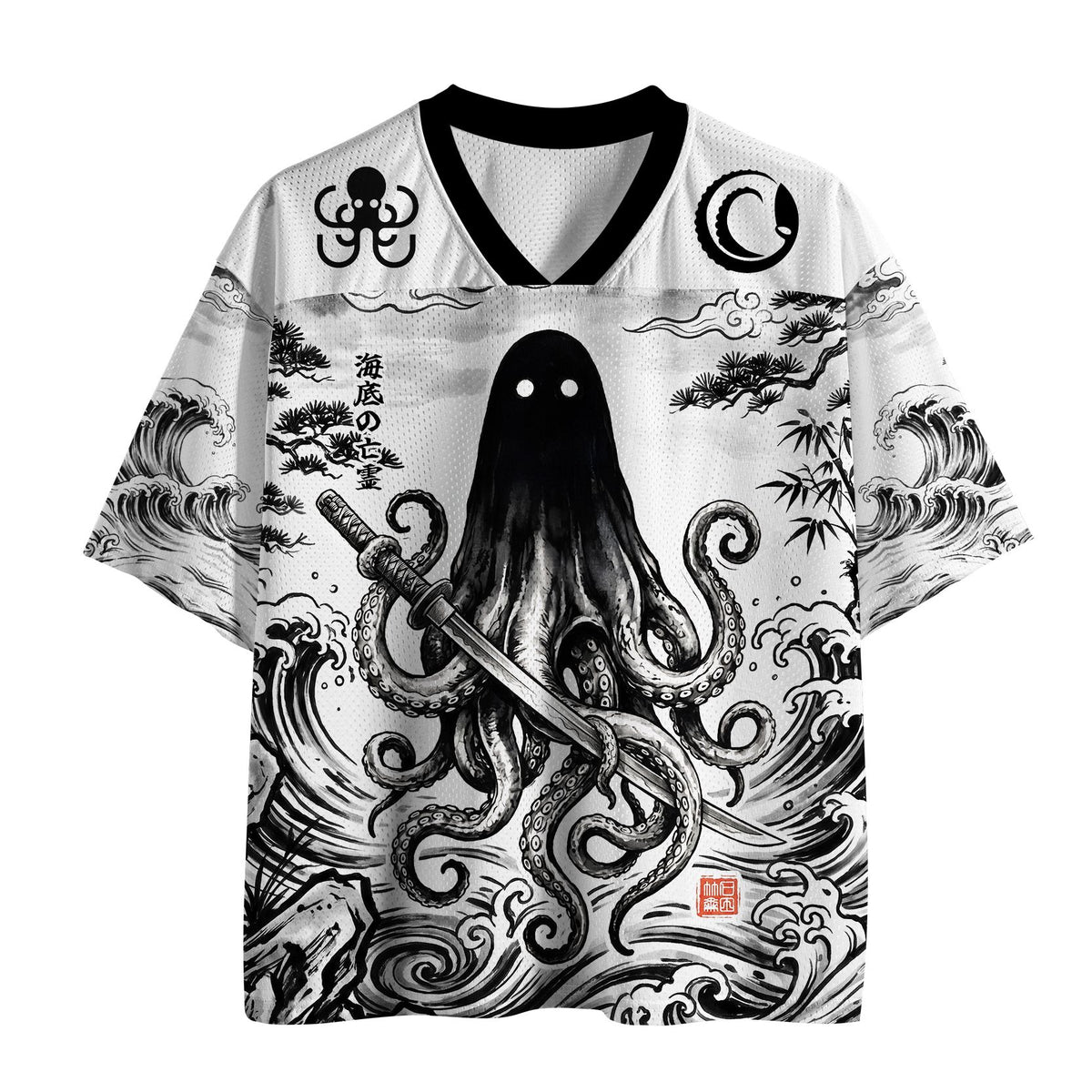 Kyoto-Lion Octopus Ghost Samurai On The Waves Mesh Jersey