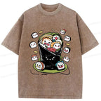 Kyoto-Lion Sushi Burrito Funny Washed T-Shirt