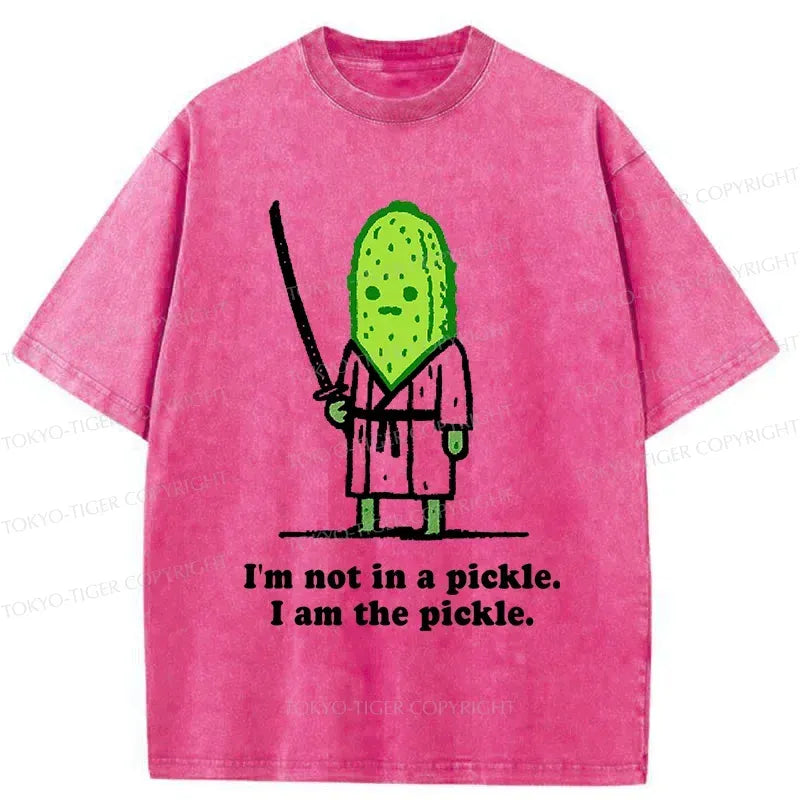 Kyoto-Lion Funny Cucumber Samurai Washed T-Shirt