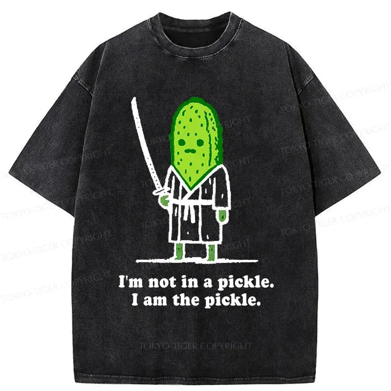 Kyoto-Lion Funny Cucumber Samurai Washed T-Shirt