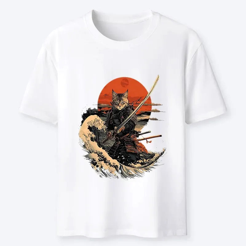 Unisex Cotton Samurai Cat Tee Best Seller