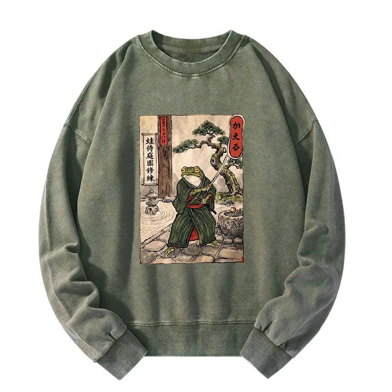 Kyoto-Lion Samurai Frog Training Washed Sweatshirt