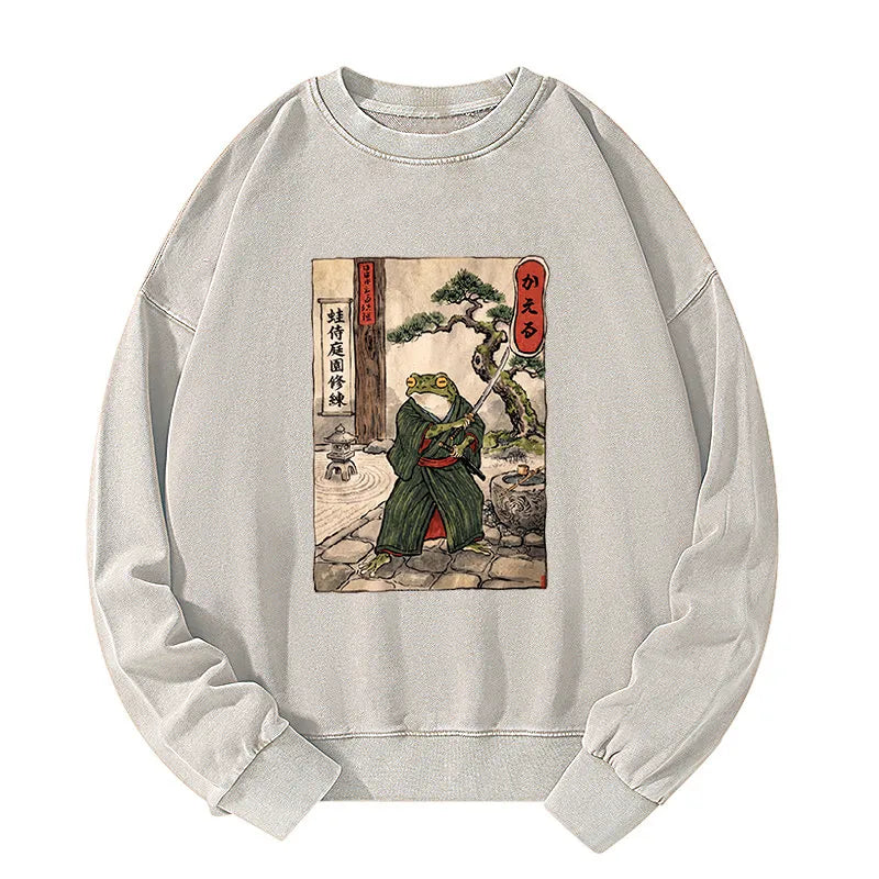 Kyoto-Lion Samurai Frog Training Washed Sweatshirt