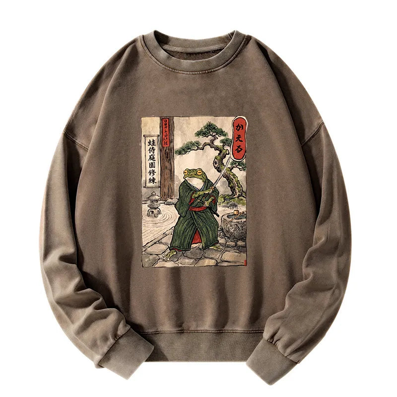 Kyoto-Lion Samurai Frog Training Washed Sweatshirt