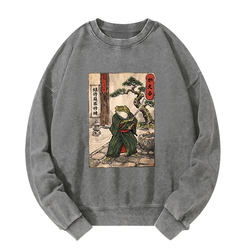 Kyoto-Lion Samurai Frog Training Washed Sweatshirt