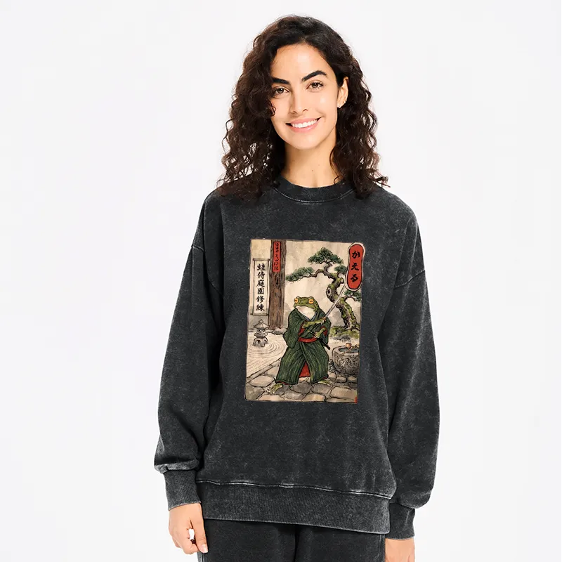 Kyoto-Lion Samurai Frog Training Washed Sweatshirt