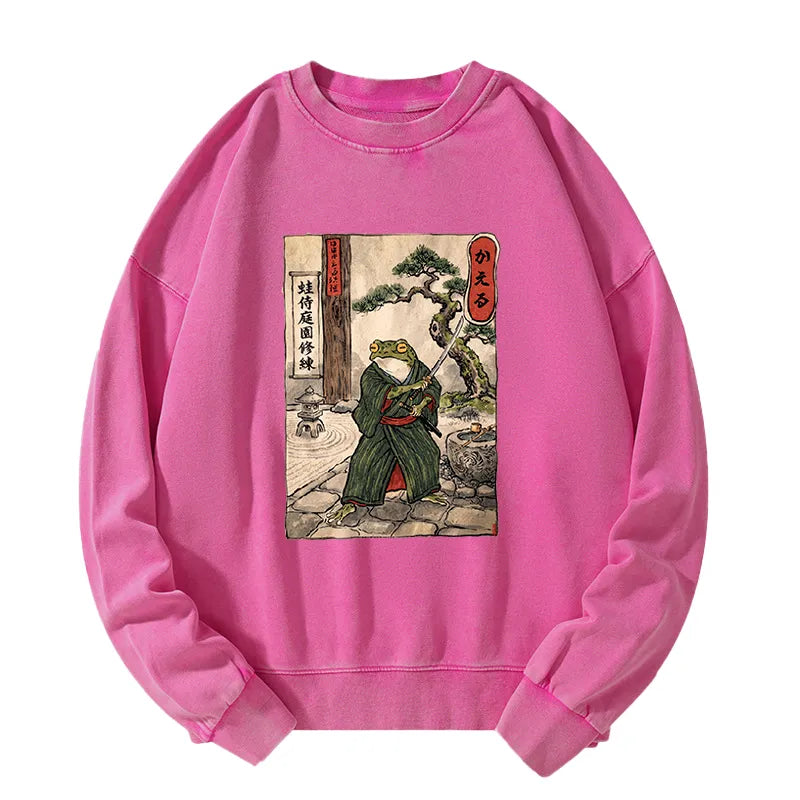 Kyoto-Lion Samurai Frog Training Washed Sweatshirt
