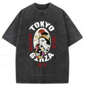 Japanese Geisha Cat Washed T-Shirt