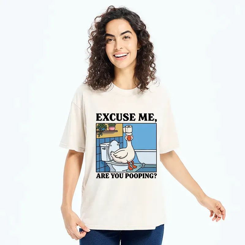 Kyoto-Lion Are You Pooping Funny Washed T-Shirt