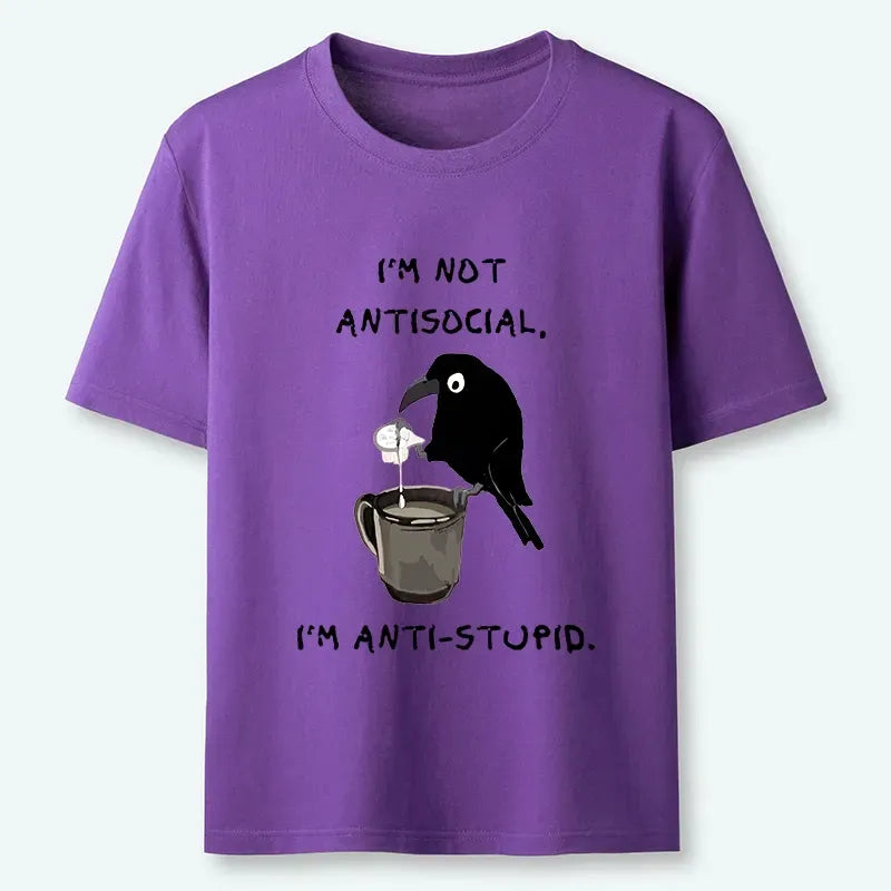 Kyoto-Lion Cool Crow Sips Calm Coffee Alone Classic T-Shirt
