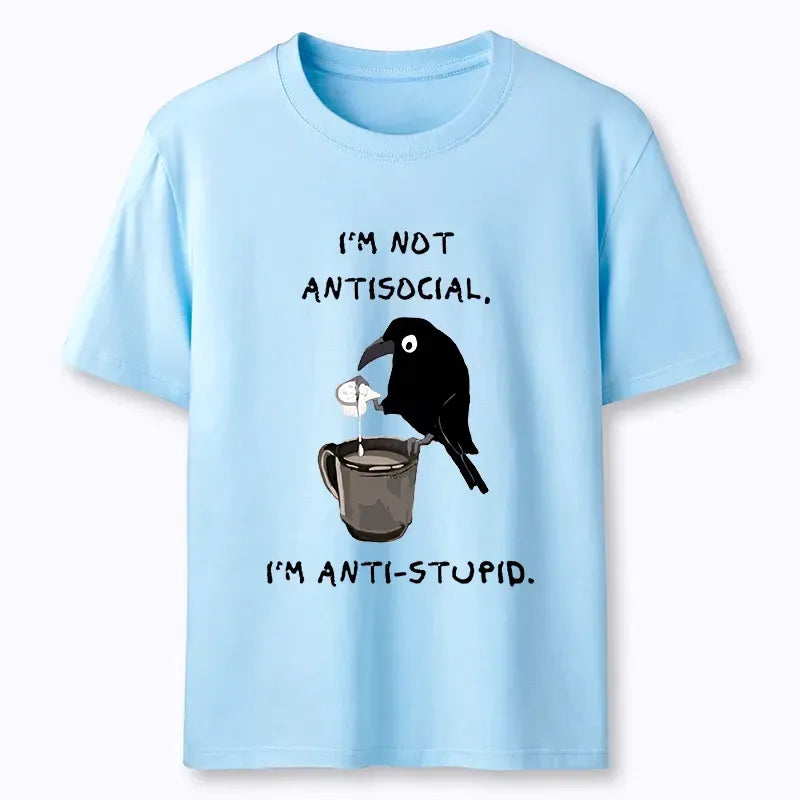 Kyoto-Lion Cool Crow Sips Calm Coffee Alone Classic T-Shirt
