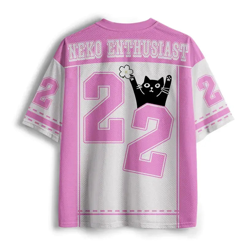 Kyoto-Lion I Work Hard Funny Cat Mesh Jersey