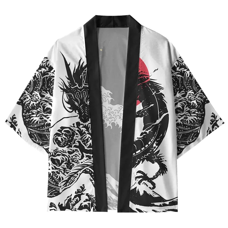 japanese dragon kimono cardigan for daily wear