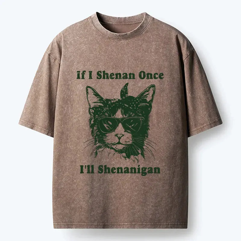 Japanese Cat Washed T-Shirt for Daily Wear