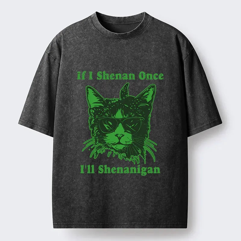 Kyoto-Lion St. Patrick's Elegant Cat Washed T-Shirt