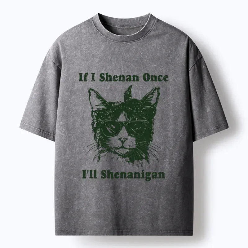 Japanese Cat Washed T-Shirt for Daily Wear