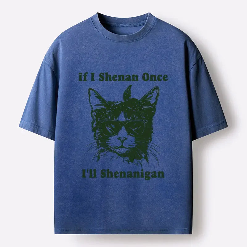 Japanese Cat Washed T-Shirt for Daily Wear