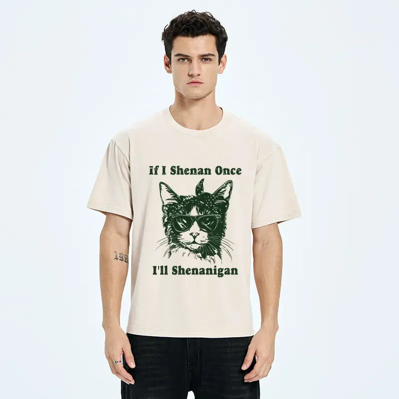 Japanese Cat Washed T-Shirt for Daily Wear
