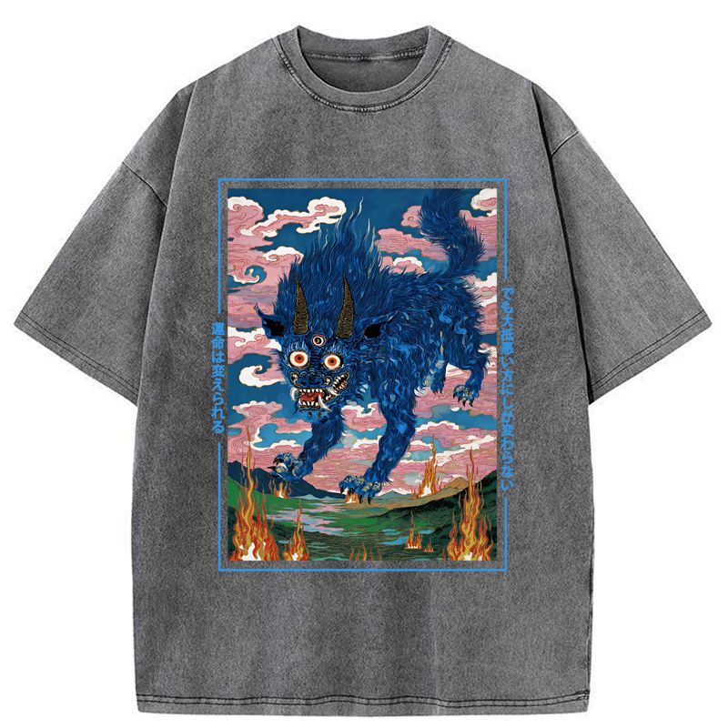 Kyoto-Lion The Beast Of Twisted Fate Washed T-Shirt