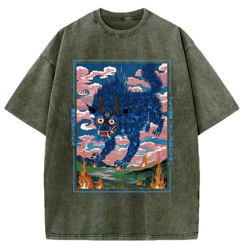 Washed Beast T-Shirt for Summer
