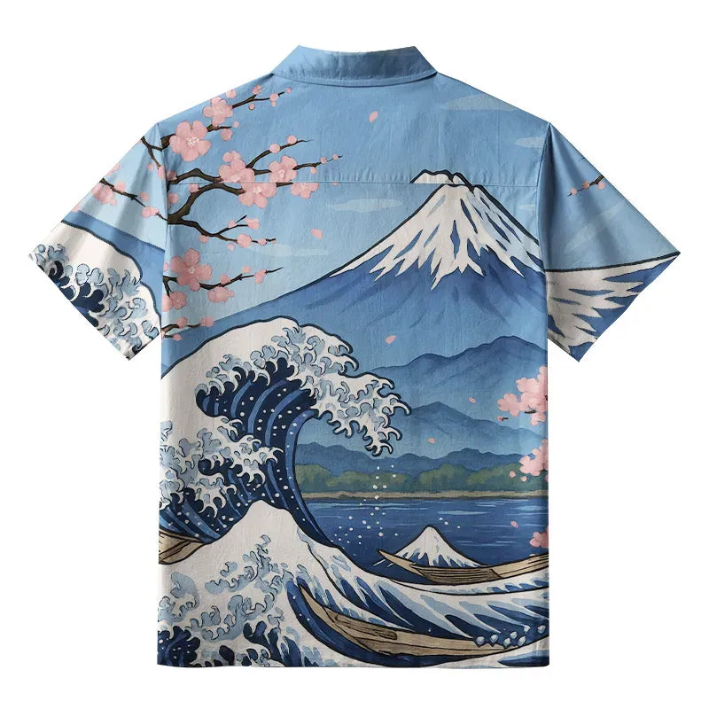 Ukiyo-e button-up shirt for vacation