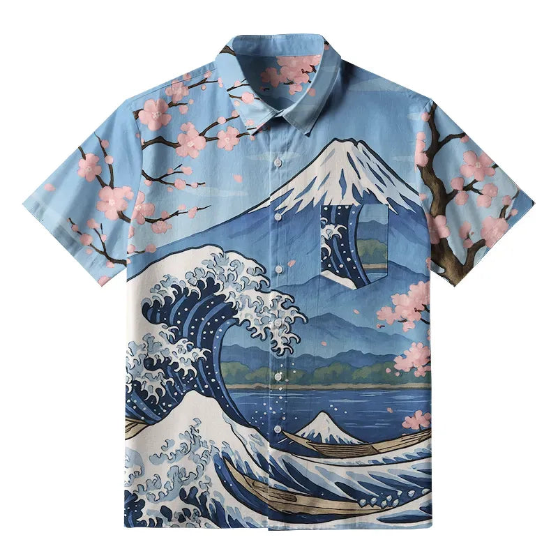 Japanese Mount Fuji shirt for summer