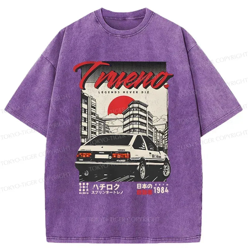 Kyoto-Lion Retro Japanese Car Funny Washed T-Shirt