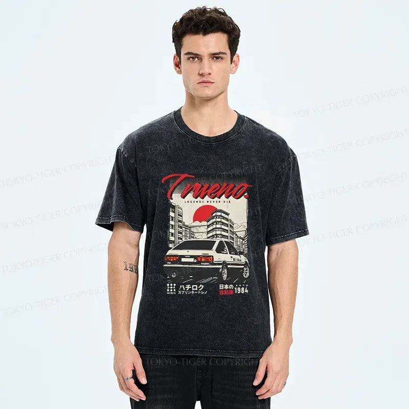 Kyoto-Lion Retro Japanese Car Funny Washed T-Shirt