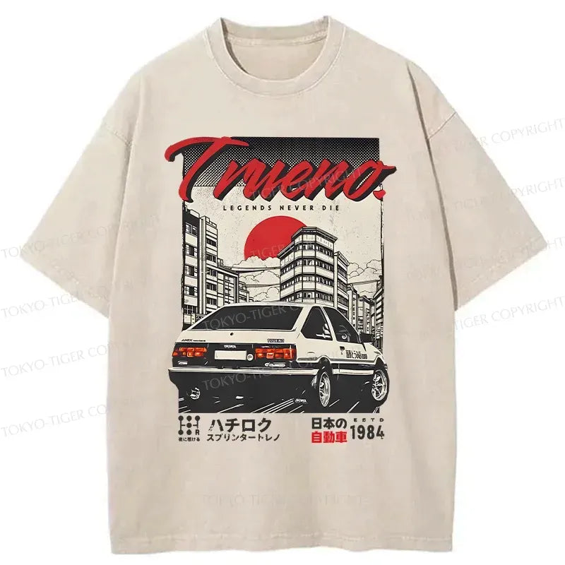 Kyoto-Lion Retro Japanese Car Funny Washed T-Shirt