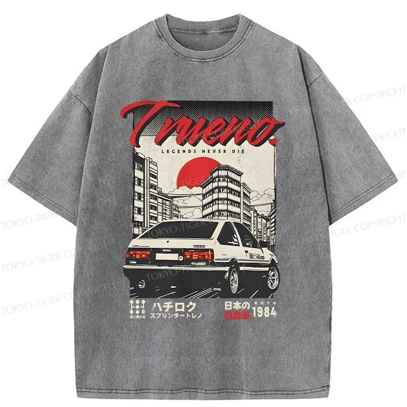 Kyoto-Lion Retro Japanese Car Funny Washed T-Shirt