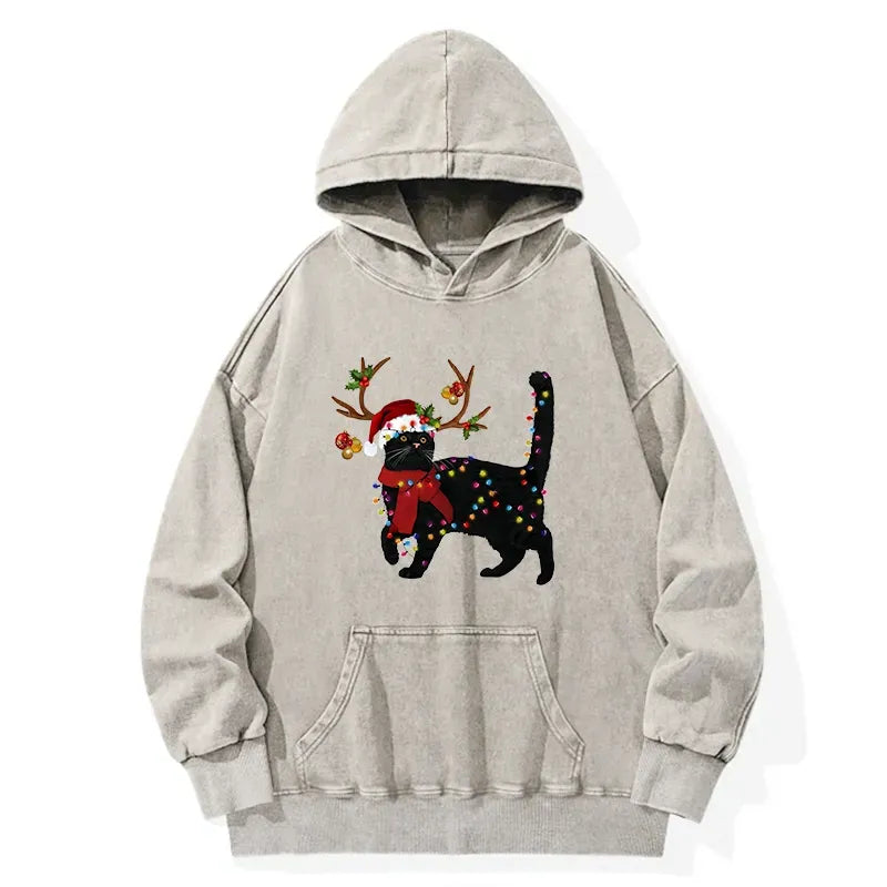 Japanese Black Cat Hoodie for Christmas