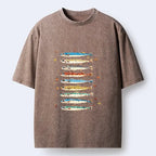 Kyoto-Lion Colorful Fish Family Art Washed T-Shirt
