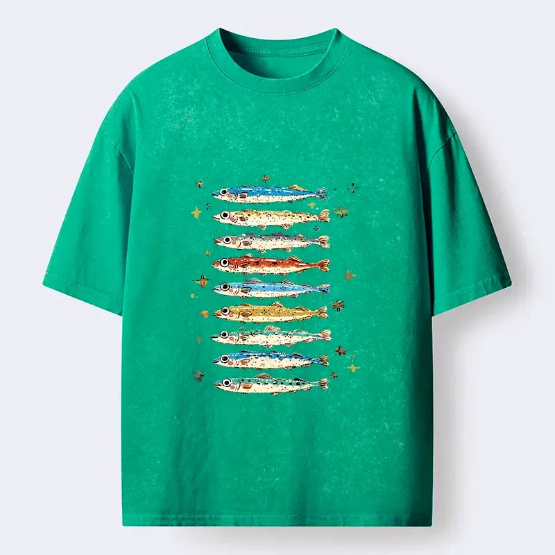 Colorful Japanese Fish T-Shirt for Streetwear