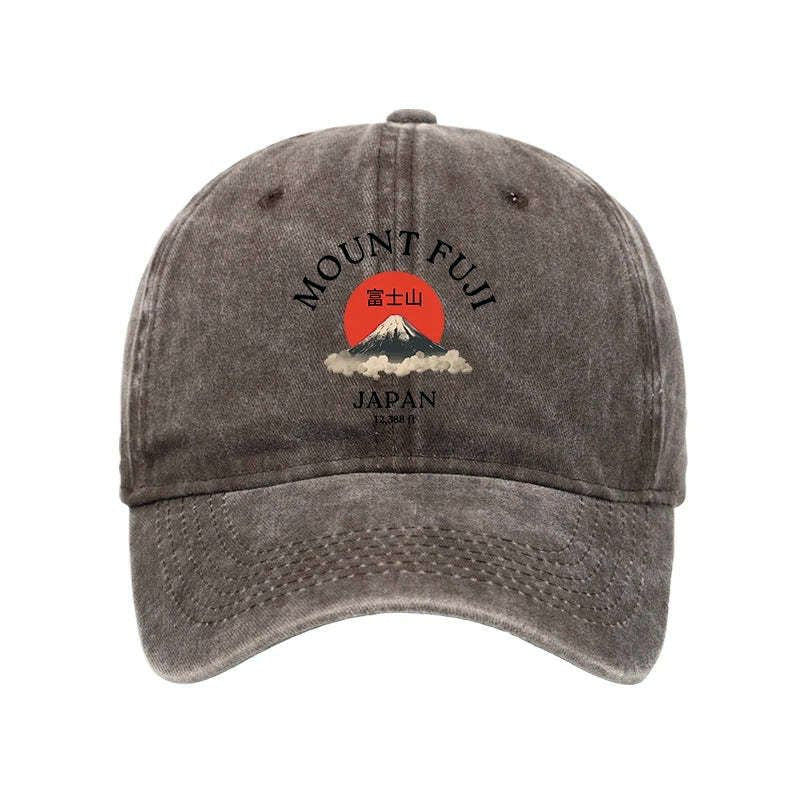 Kyoto-Lion Japan Mount Fuji Sun Unisex Washed Cap